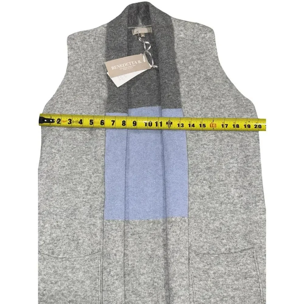 Benedetta B. Womens M Sleeveless Cardigan Wool Cashmere Blend Open Front Pocket - Picture 3 of 4